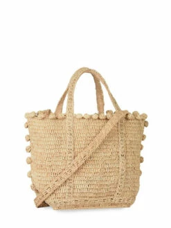 Handbag Le Cabas Raffia Pompoms VANESSA BRUNO -Sacs Soldes Magasin 890513