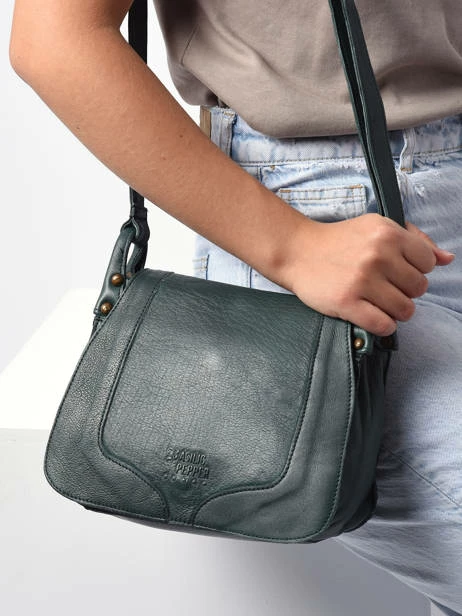 Leather Crossbody Bag Cow BASILIC PEPPER 2 Leather Crossbody Bag Cow BASILIC PEPPER – Image 2