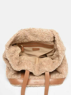 Shearling Tote Bag With Leather VANESSA BRUNO -Sacs Soldes Magasin 943154