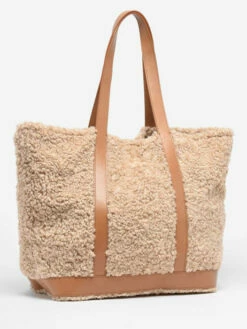 Shearling Tote Bag With Leather VANESSA BRUNO -Sacs Soldes Magasin 943155