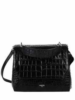 Medium Leather Ninon Croco Handbag LANCEL