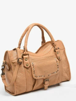 Satchel Stone Leather BASILIC PEPPER -Sacs Soldes Magasin 961555