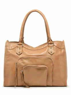Leather Pop Tote Bag BASILIC PEPPER